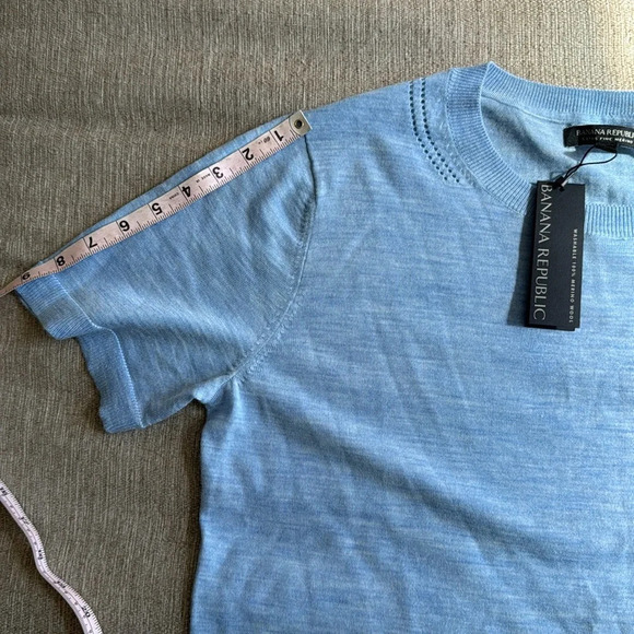 Banana Republic extra fine Marino wool size large baby blue pullover sweater NWT - Picture 7 of 7